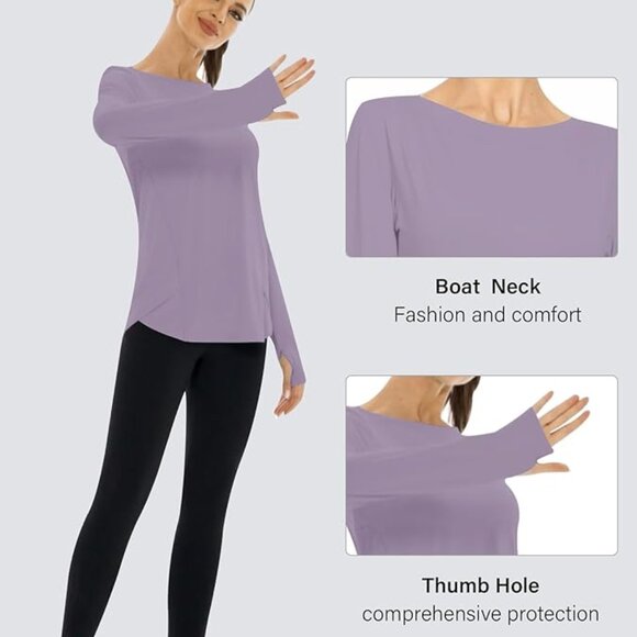 NWT! Silky Soft Long-Sleeve Pullover Top Tank T-Shirt with UPF50 Protection - Picture 2 of 10